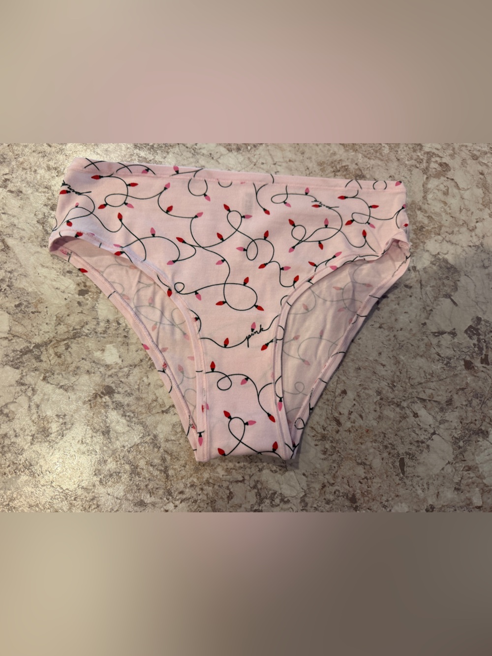 VS PINK Christmas Panty Cotton Cheeky Large NWOT